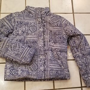 Billabong cotton indigo blue Tribal print Puffer Jacket